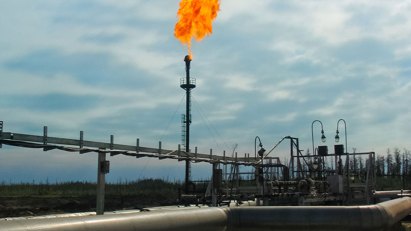 Gas flaring torch.